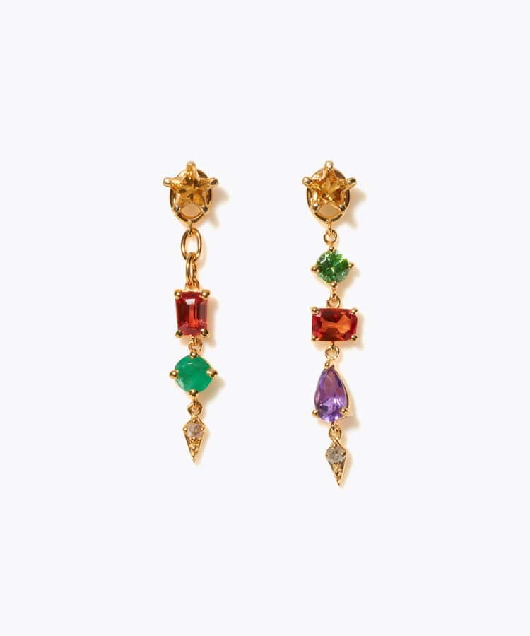 [glimmer] 【2024 Winter Limited】One of a kind star multi stone pierced earring