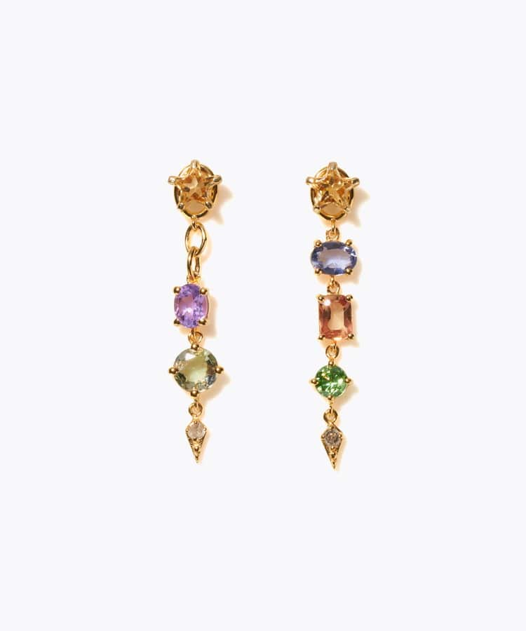 [glimmer] 【2024 Winter Limited】One of a kind star multi stone pierced earring