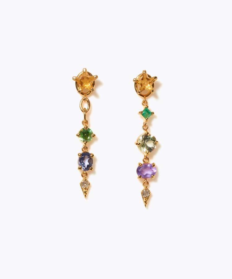 [glimmer] 【2024 Winter Limited】One of a kind star multi stone pierced earring