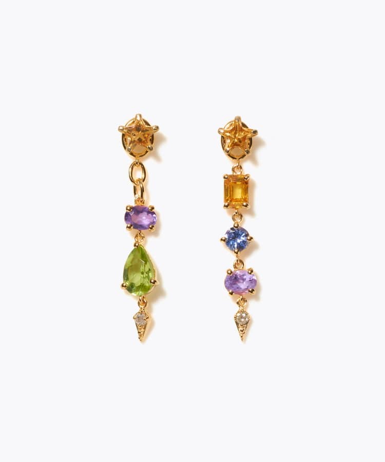 [glimmer] 【2024 Winter Limited】One of a kind star multi stone pierced earring