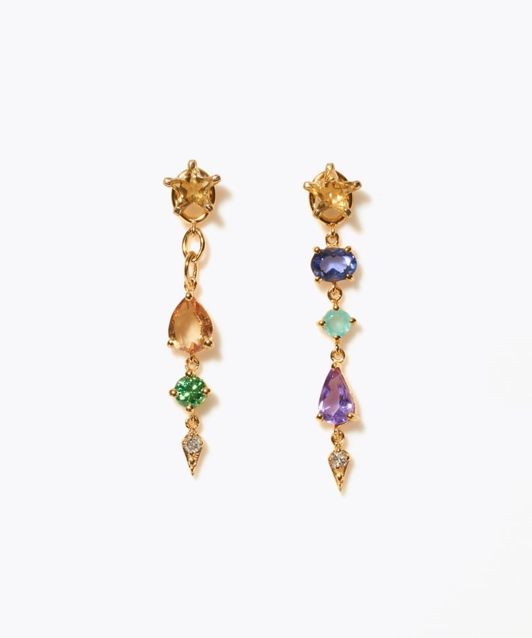 [glimmer] 【2024 Winter Limited】One of a kind star multi stone pierced earring