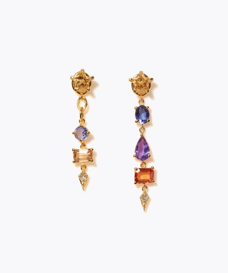 [glimmer] 【2024 Winter Limited】One of a kind star multi stone pierced earring