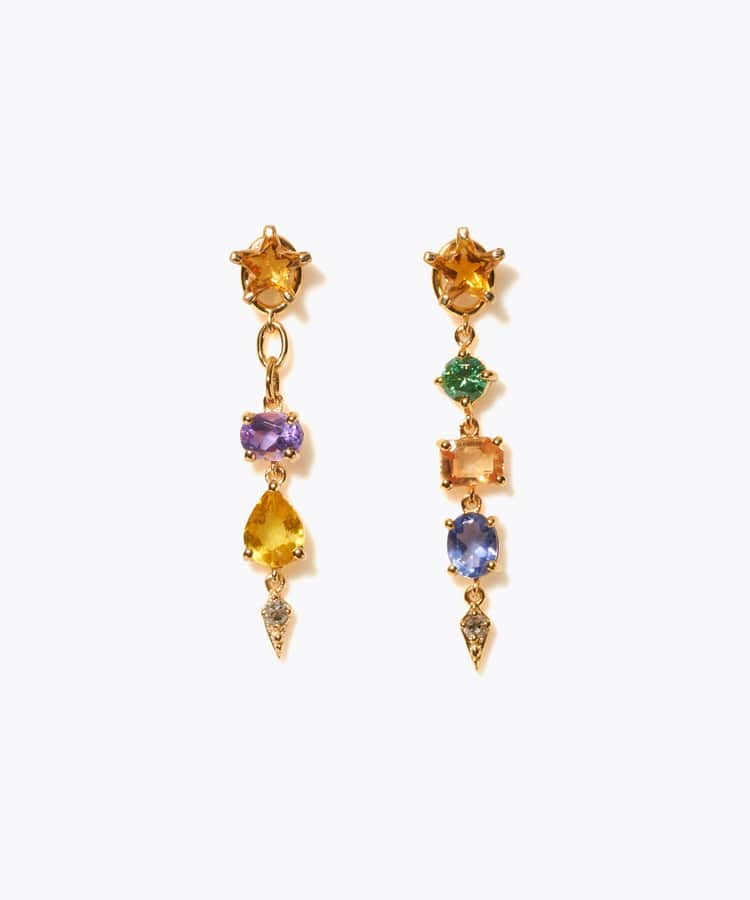 [glimmer] 【2024 Winter Limited】One of a kind star multi stone pierced earring