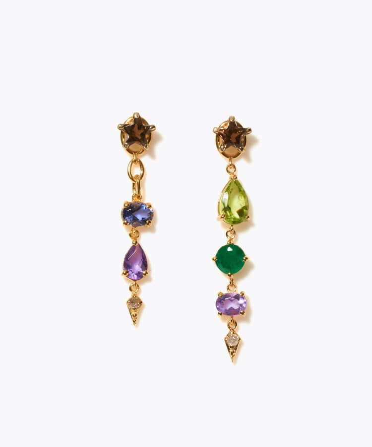 [glimmer] 【2024 Winter Limited】One of a kind star multi stone pierced earring