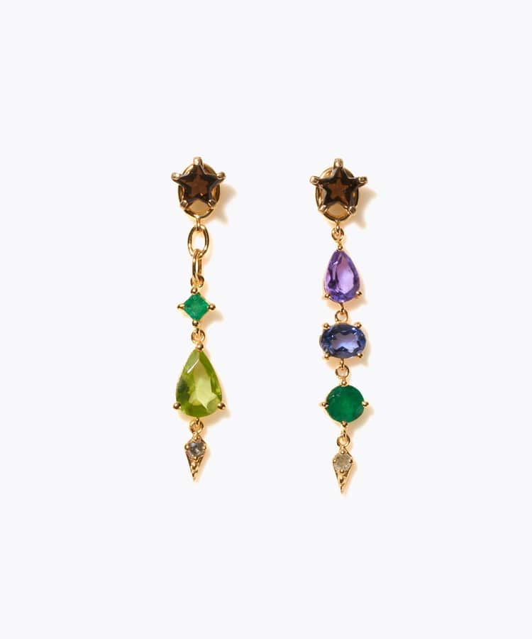 [glimmer] 【2024 Winter Limited】One of a kind star multi stone pierced earring