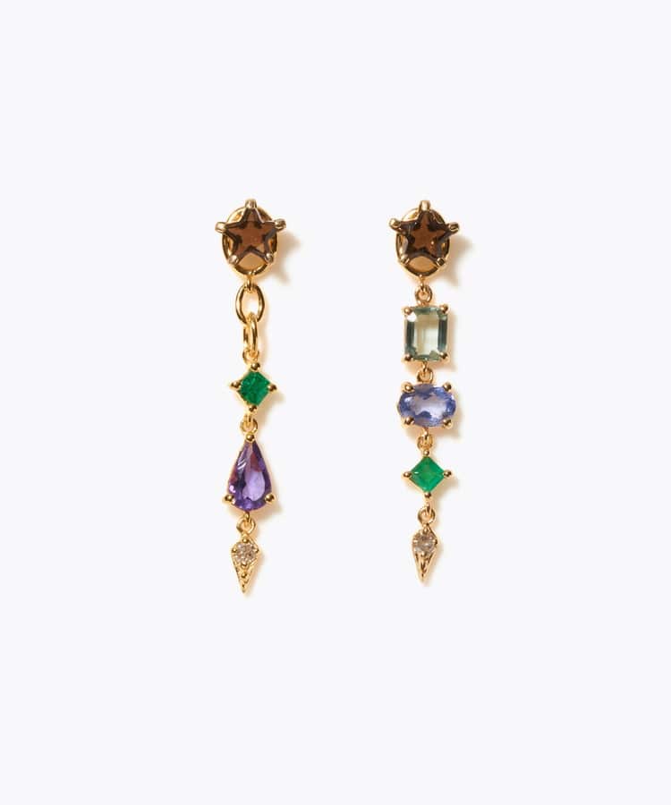 [glimmer] 【2024 Winter Limited】One of a kind star multi stone pierced earring