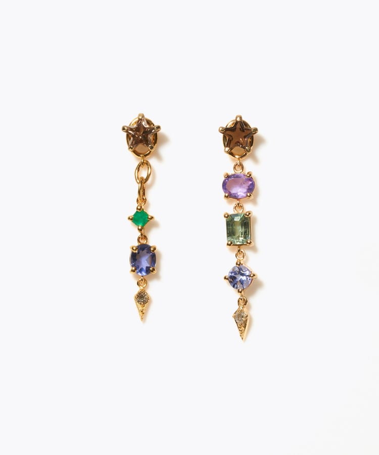 [glimmer] 【2024 Winter Limited】One of a kind star multi stone pierced earring