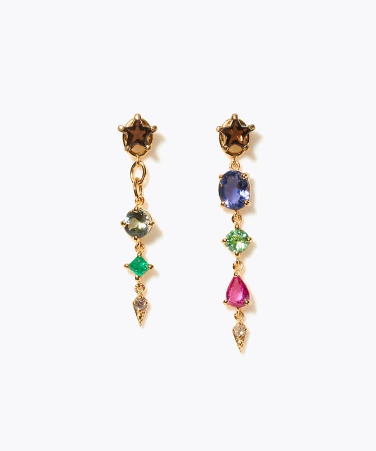 [glimmer] 【2024 Winter Limited】One of a kind star multi stone pierced earring