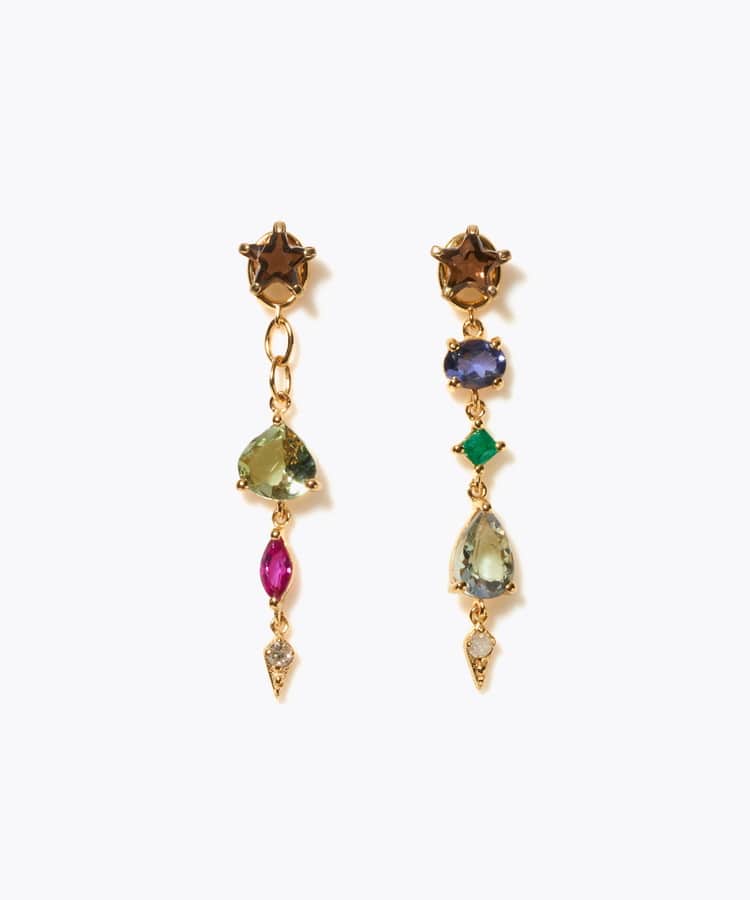 [glimmer] 【2024 Winter Limited】One of a kind star multi stone pierced earring