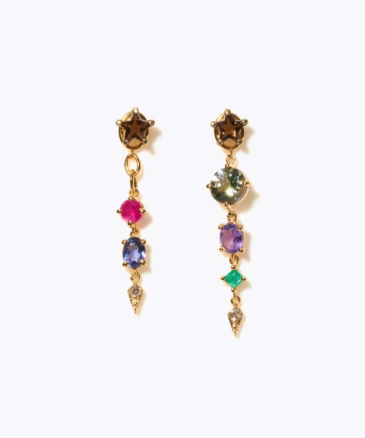 [glimmer] 【2024 Winter Limited】One of a kind star multi stone pierced earring