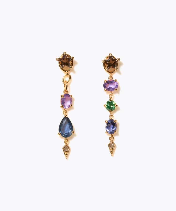 [glimmer] 【2024 Winter Limited】One of a kind star multi stone pierced earring