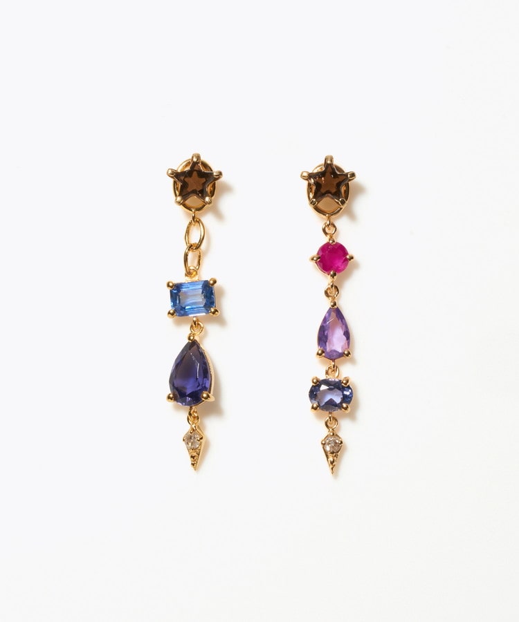 [glimmer] 【2024 Winter Limited】One of a kind star multi stone pierced earring