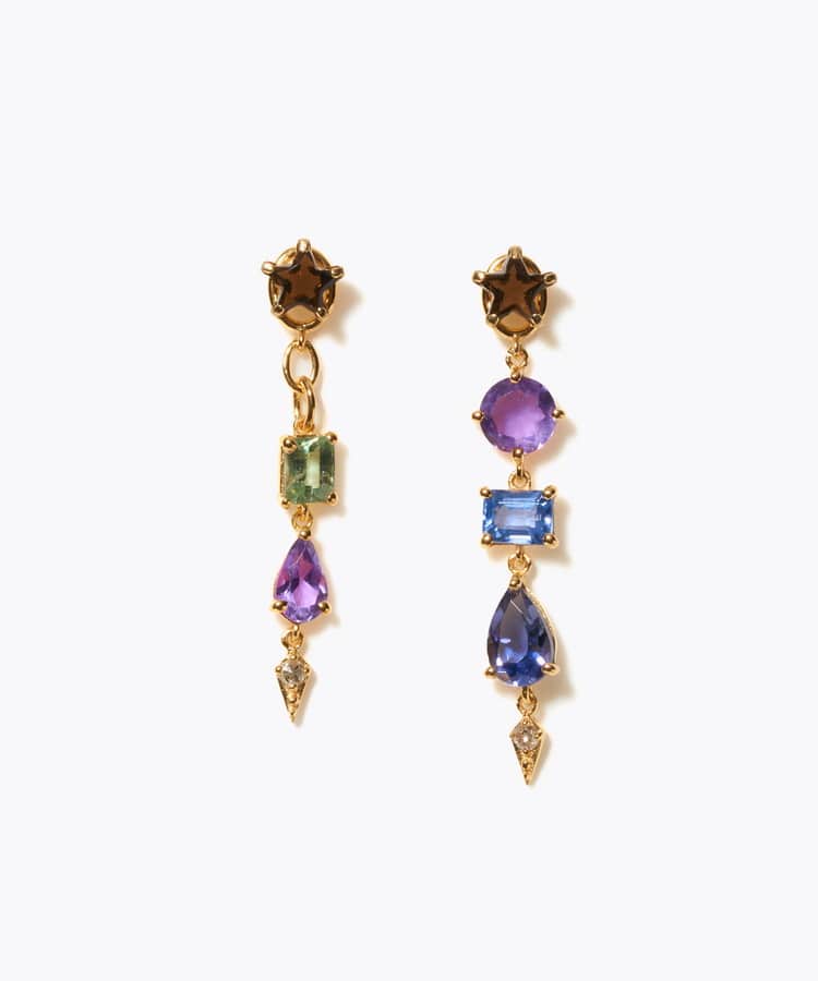 [glimmer] 【2024 Winter Limited】One of a kind star multi stone pierced earring