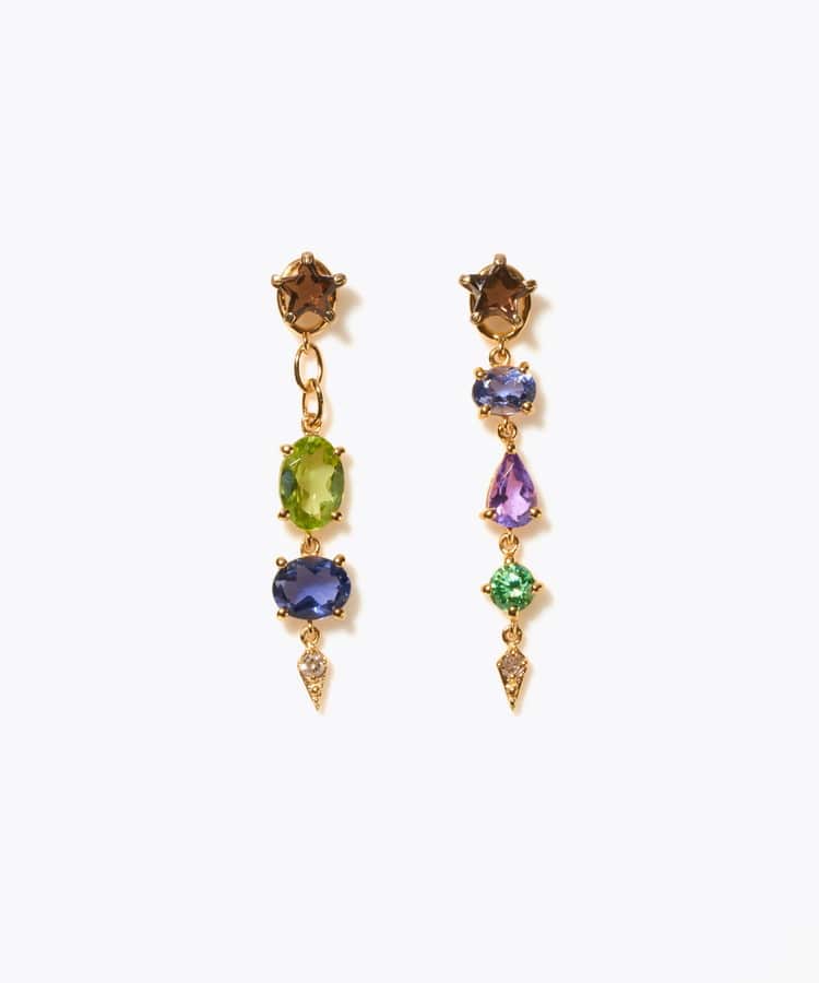 [glimmer] 【2024 Winter Limited】One of a kind star multi stone pierced earring