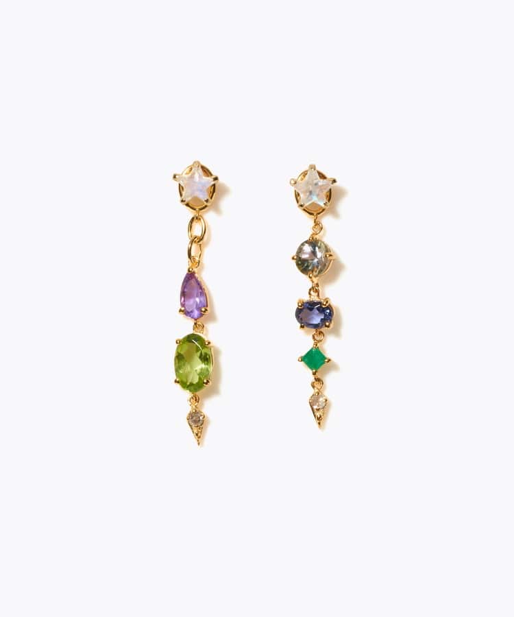 [glimmer] 【2024 Winter Limited】One of a kind star multi stone pierced earring