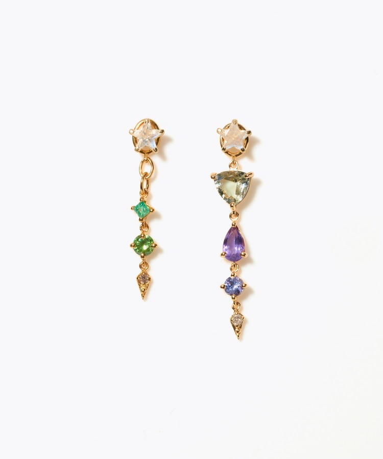 [glimmer] 【2024 Winter Limited】One of a kind star multi stone pierced earring