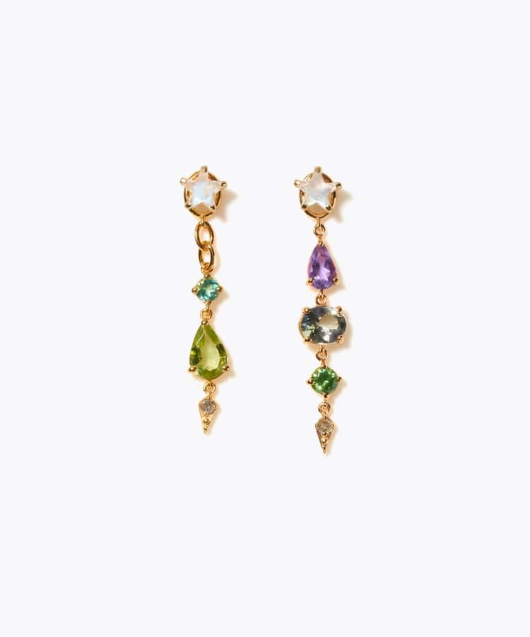 [glimmer] 【2024 Winter Limited】One of a kind star multi stone pierced earring