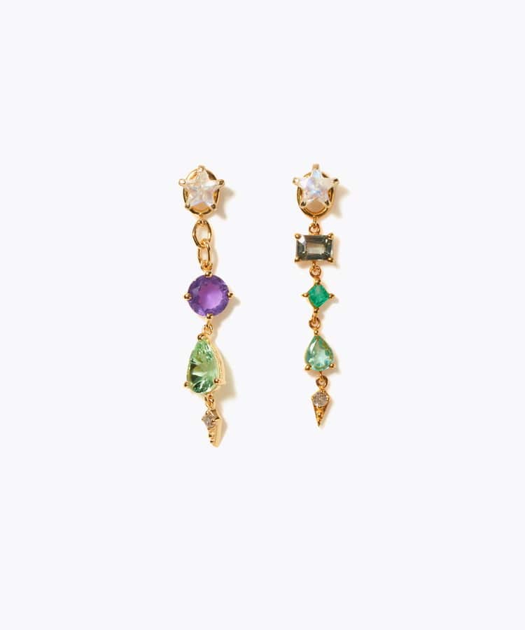 [glimmer] 【2024 Winter Limited】One of a kind star multi stone pierced earring