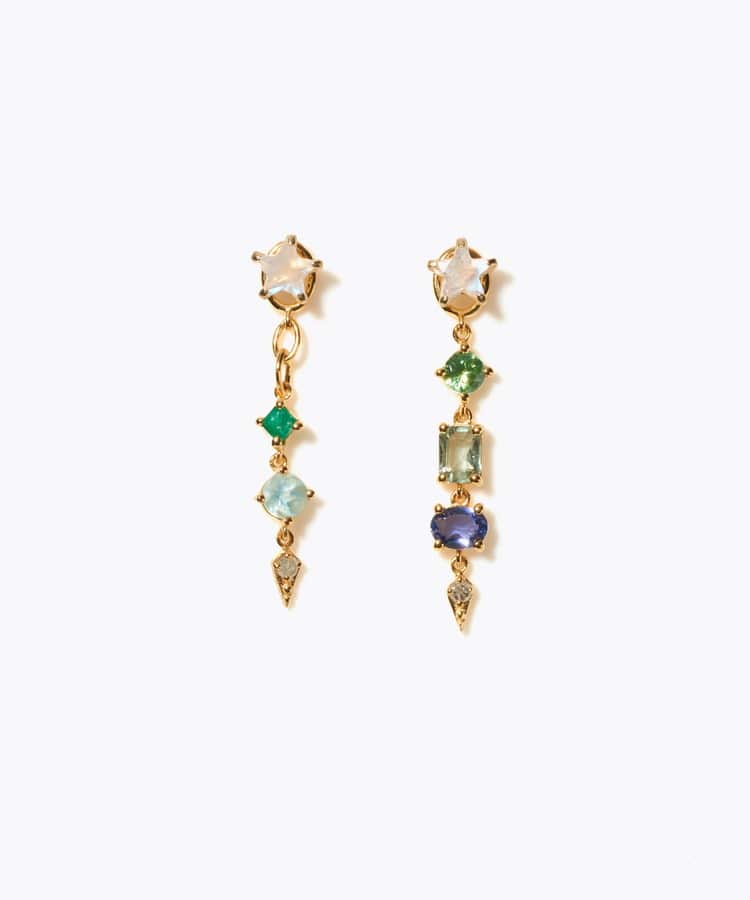 [glimmer] 【2024 Winter Limited】One of a kind star multi stone pierced earring