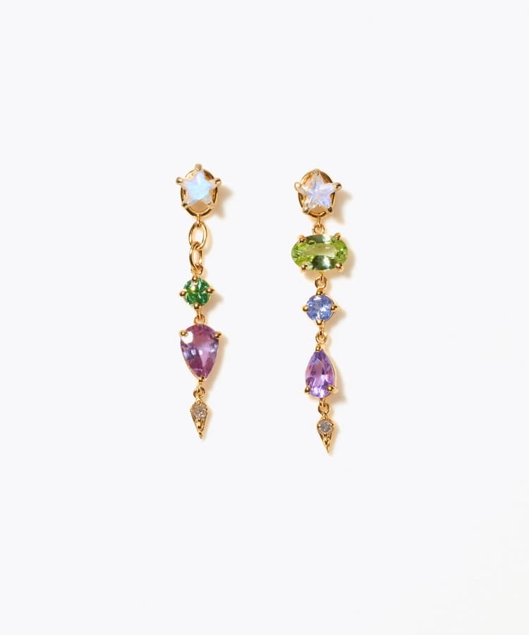 [glimmer] 【2024 Winter Limited】One of a kind star multi stone pierced earring