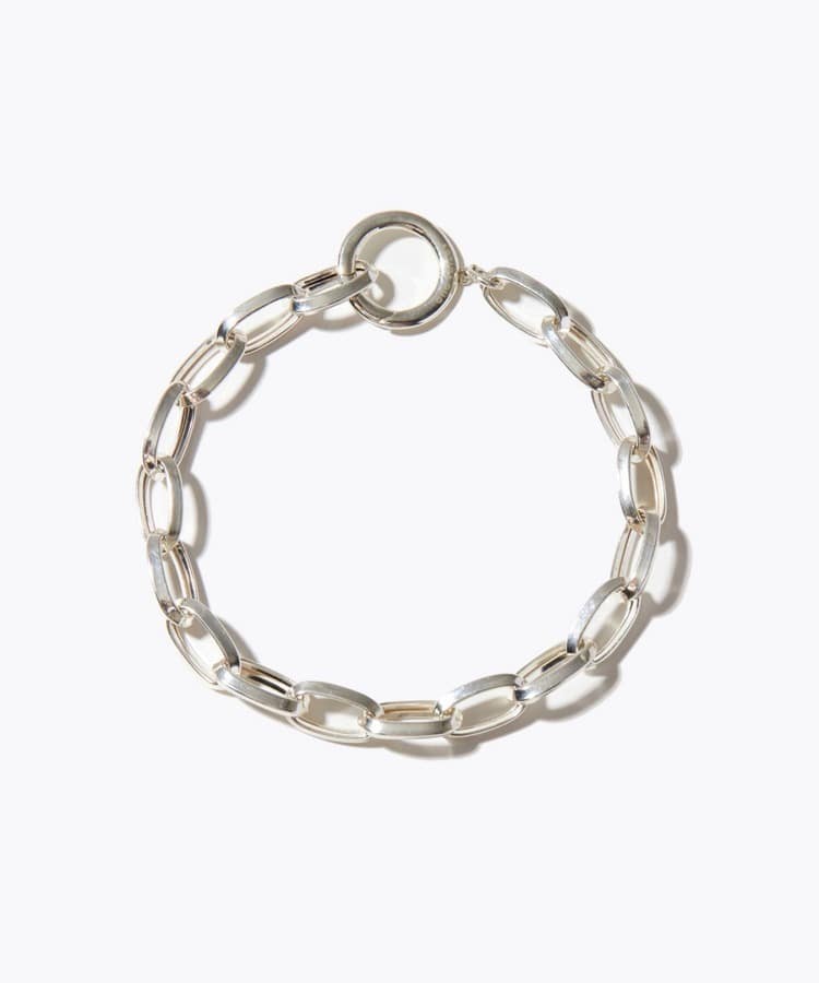 [bone] silver hollow oval bracelet