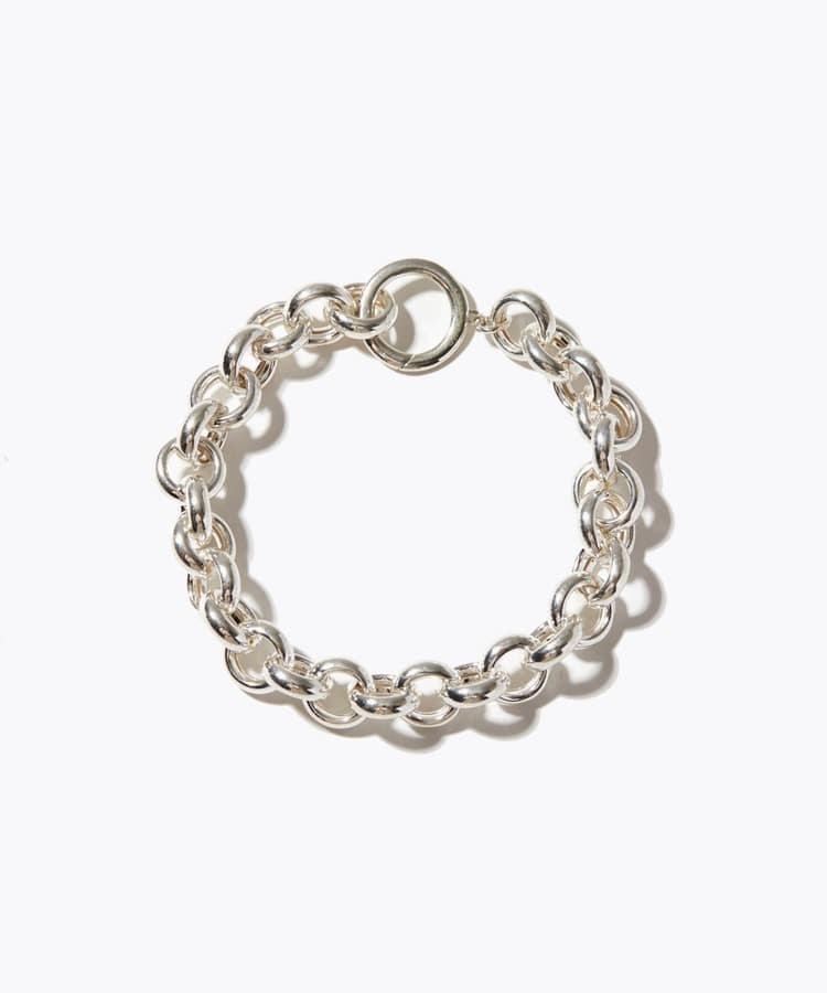 [bone] silver hollow round bracelet