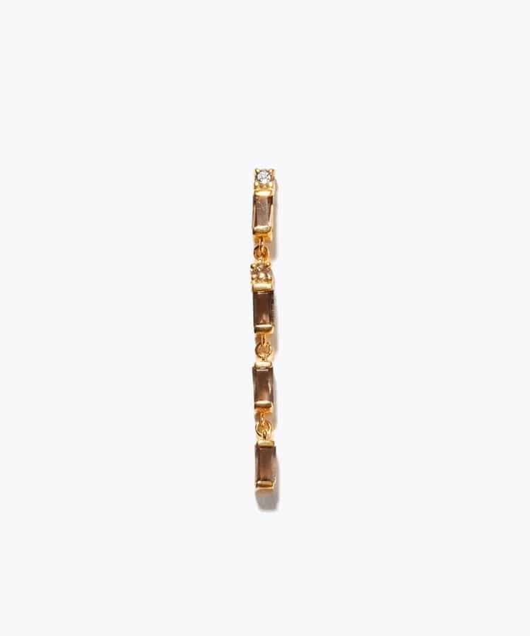 [elafonisi] baguette smoky quartz short stud single pierced earring