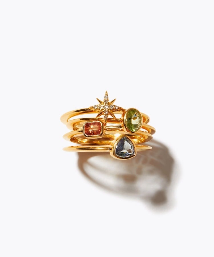 [glimmer] 【2024 Winter Limited】star diamond multi stone stacking ring