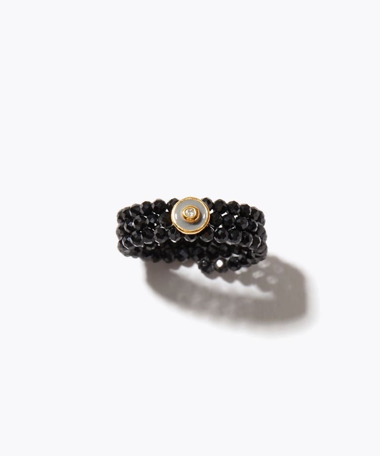 [amulette] [Boldly defeating the wicked] black spinel diamond spiral ring