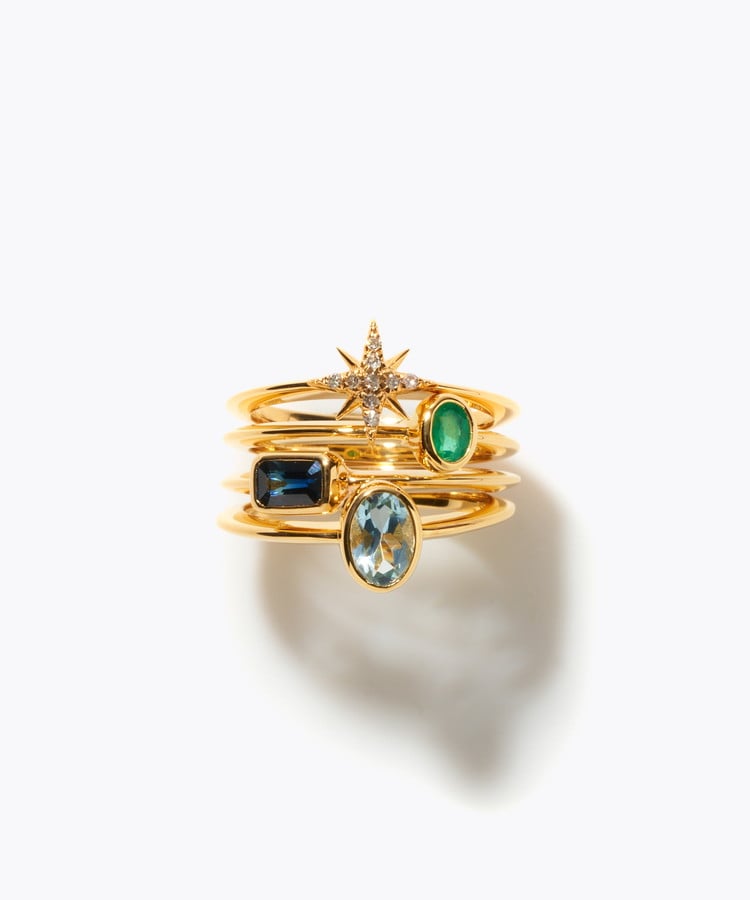 [glimmer] 【2024 Winter Limited】One of a kind star diamond multi stone stacking ring