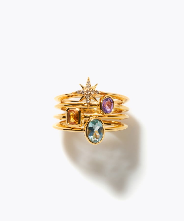 [glimmer] 【2024 Winter Limited】One of a kind star diamond multi stone stacking ring