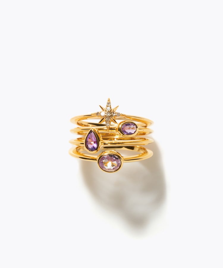 [glimmer] 【2024 Winter Limited】One of a kind star diamond multi stone stacking ring