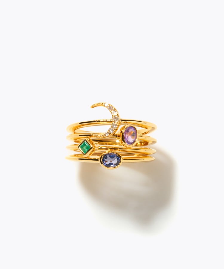 [glimmer] 【2024 Winter Limited】One of a kind moon diamond multi stone stacking ring