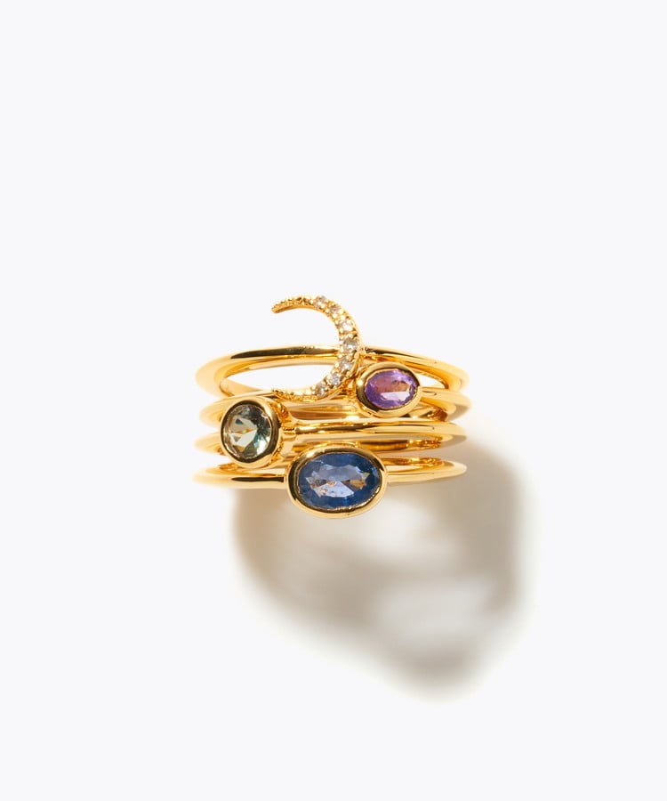 [glimmer] 【2024 Winter Limited】One of a kind moon diamond multi stone stacking ring