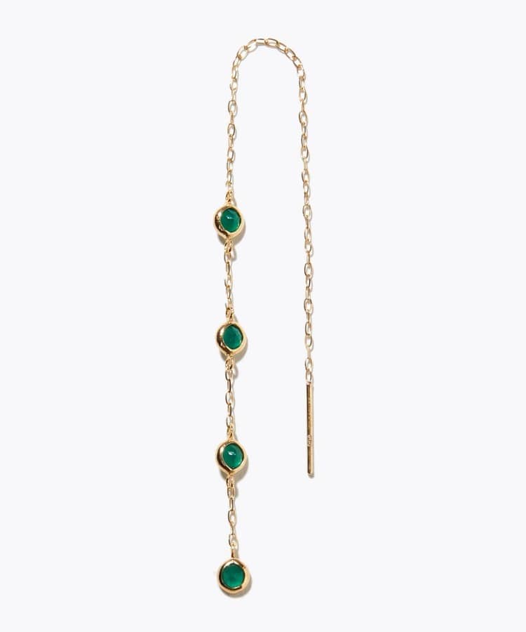 [eden] K10 green onyx dot american single pierced earring