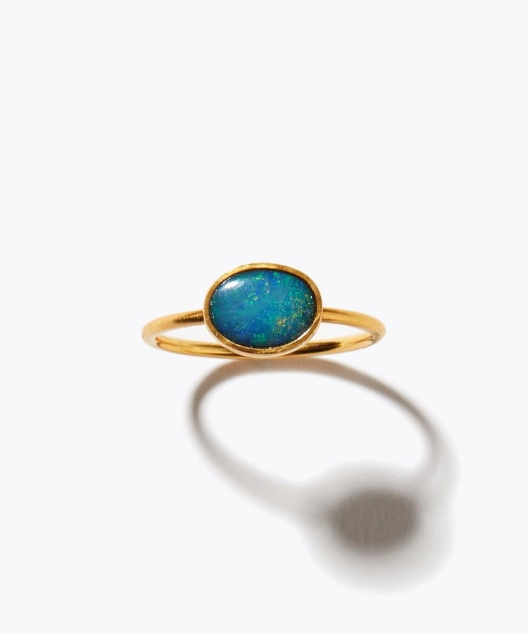 [ancient] One of a kind K10 doublet opal ring