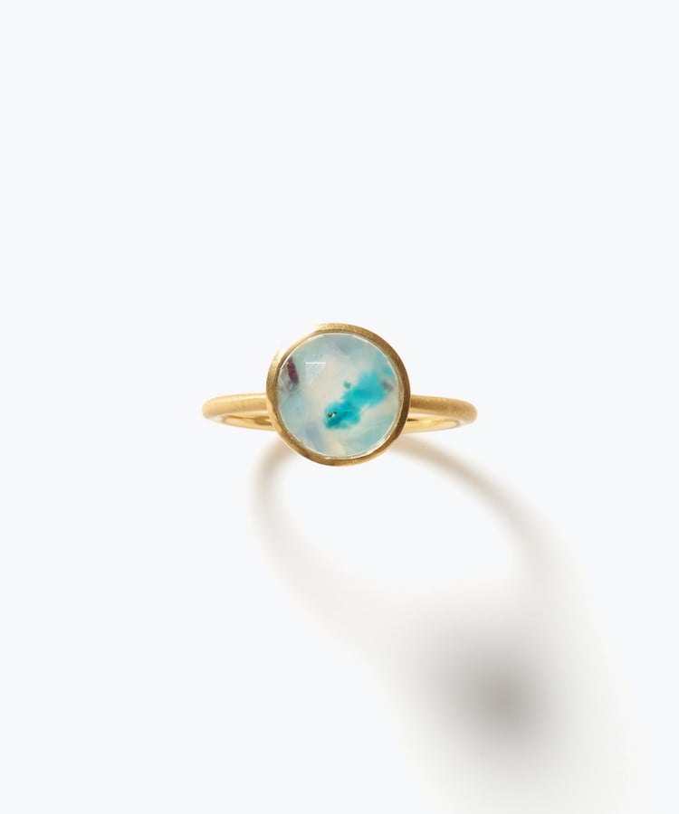 [eden] One of a kind K10 chrysocolla in chalcedony ring