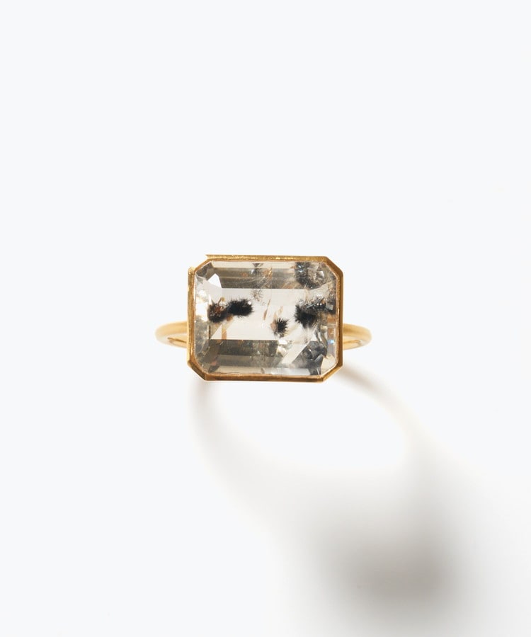 [eden] One of a kind K10 romanechite in citrine ring