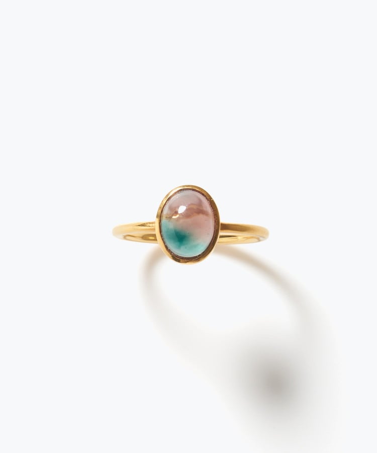 [eden] One of a kind K10 bi-color oregon sunstone ring