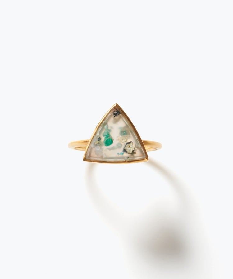 [eden] One of a kind K10 chrysocolla in chalcedony ring