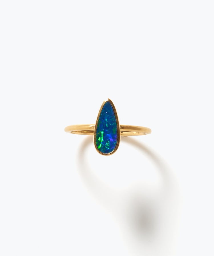 [ancient] One of a kind K10 doublet opal ring