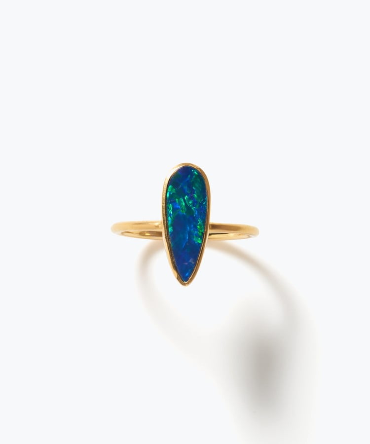 [ancient] One of a kind K10 doublet opal ring