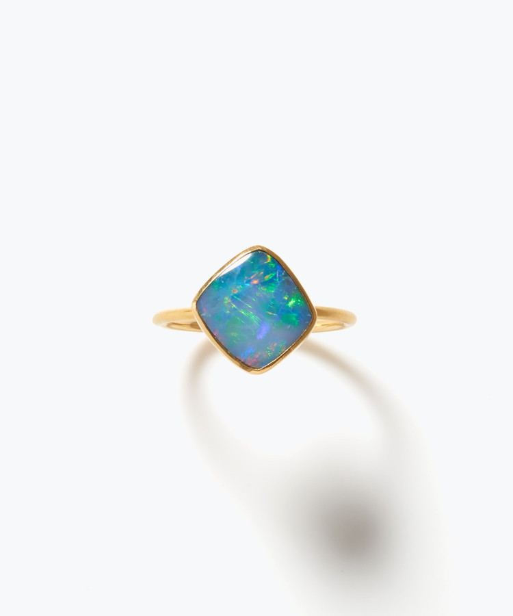 [ancient] One of a kind K10 doublet opal ring