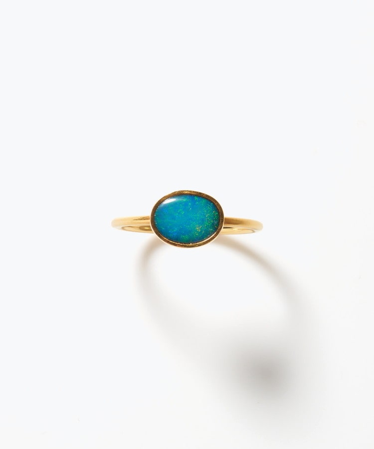 [ancient] One of a kind K10 doublet opal ring