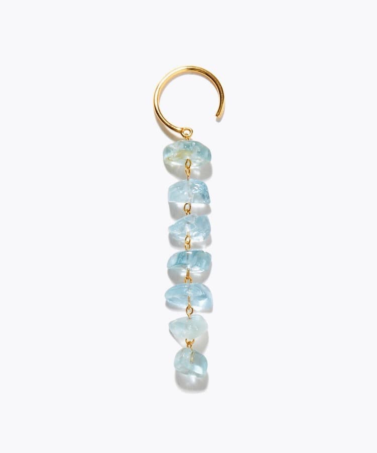 [eden] One of a kind rough aquamarine tear drops single pierced earring