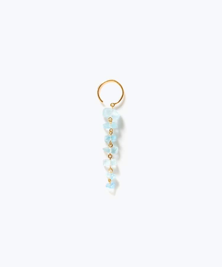 [eden] One of a kind rough aquamarine tear drops single pierced earring