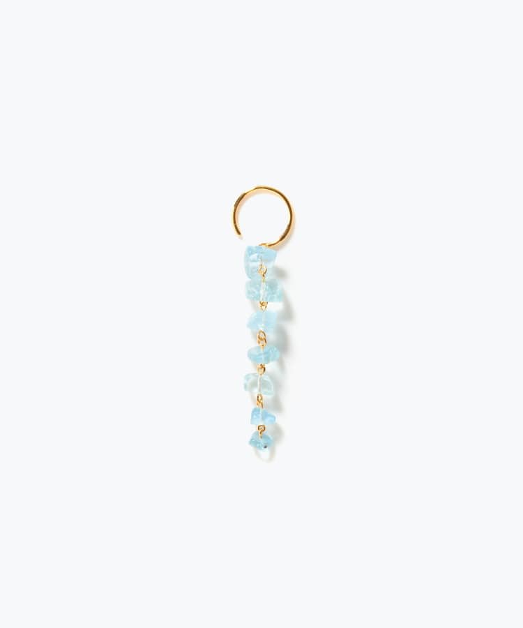 [eden] One of a kind rough aquamarine tear drops single pierced earring