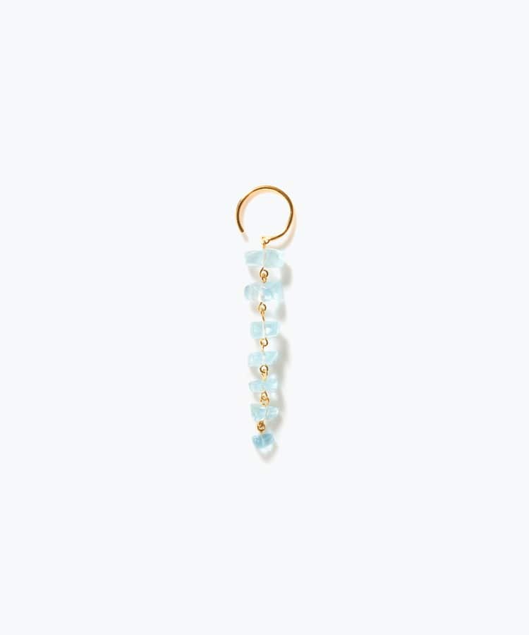 [eden] One of a kind rough aquamarine tear drops single pierced earring