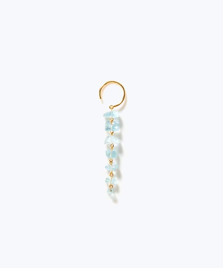 [eden] One of a kind rough aquamarine tear drops single pierced earring