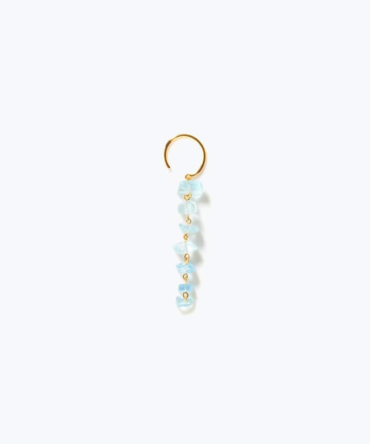 [eden] One of a kind rough aquamarine tear drops single pierced earring